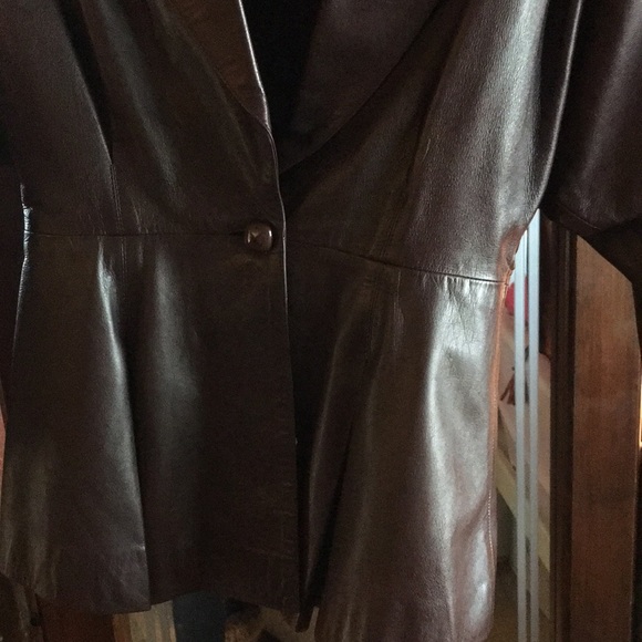 Mario Valentino leather brown jacket - Picture 3 of 4